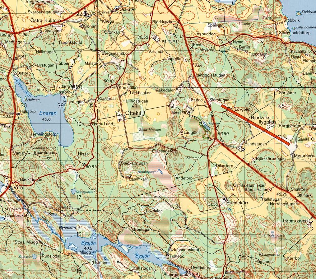 Fig. 1. Platsen för utredningsområdet markerat på utdrag ur Topografiska kartans blad Katrineholm 9G SO. Skala 1:50 000.