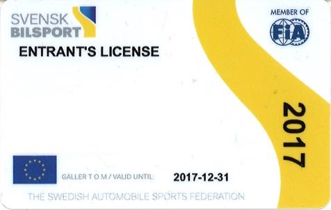 7.3.9 Entrant s licence (för ansvarig ledare) Licensen gäller för