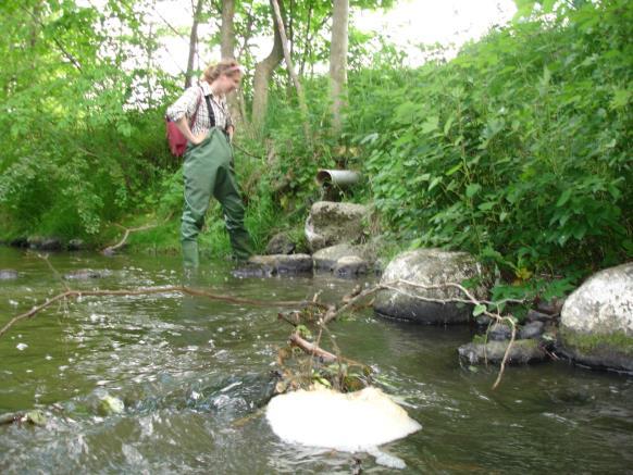 Nummer Sida Typ Koordinater Längd Påverkansklass Marktyp Bredd Djup Flöde Erosionsrisk Skyddszon Översilning Inventeringsarbete. Foto Ea Baden, Louise Malmberg. Tabell 1.