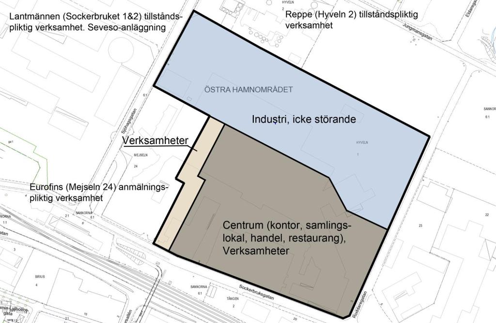 Gällande detaljplan, Östra Hamnområdet Lidköping, upprättades 1984 och omfattar ca 107 ha.