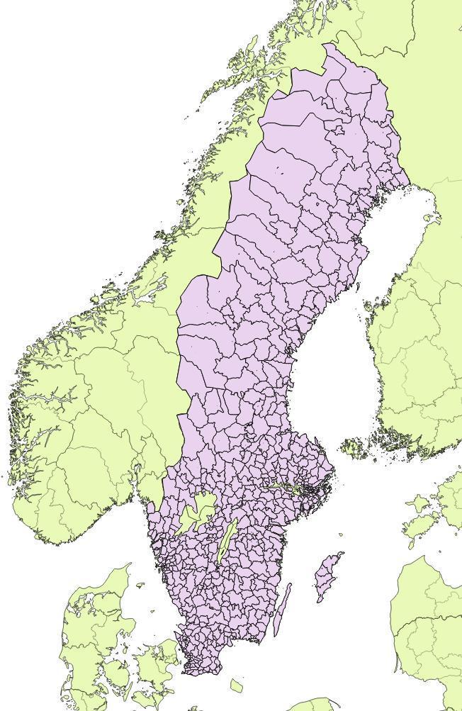 Figur 7. Zoner i den svenska långväga modellen.