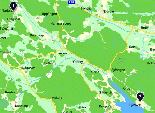 (21) Linbanan gick mellan Nartorp och Björkvik.