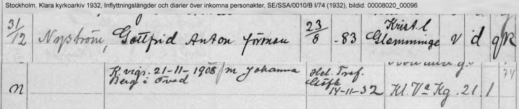 LEINY SLÄKTUTREDNING 00002500 2015-02-15 5 (21) Från 1926 står Gottfrid noterad som Förman i Kyrkböckerna. Ostkustbanan håll på att färdigställas, bl.a. höll delsträckan Gävle-Ljusne på att byggas.
