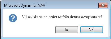 I exemplet ovan har vi lagt ett avrop på 150 st. och avropar nu 50 st.
