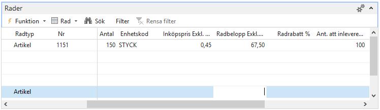 I nästa ruta ser du numret på inköpsorder som har skapats. Klicka på OK.