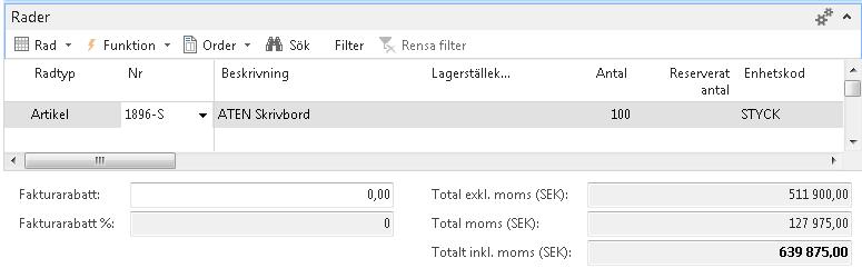 Fältförklaring fliken Allmänt: Fält Nr Inköpsleverantörsnr Godsmärke Orderdatum Inköparkod Erhålls automatisk när du trycker Enter i fältet.
