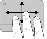 Rotera åt andra hållet genom att röra höger pekfinger från "klockan tre" till "klockan tolv". OBS! Rotering inaktiveras på fabriken.