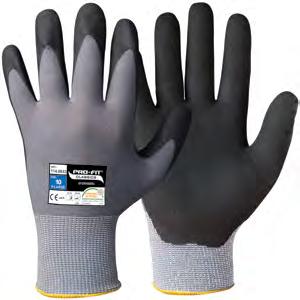 Montagehandskar Pro-Fit, Oeko-Tex 100-godkända Med patenterad nitrilskumbeläggning. Enastående olje-, våt- och torrgrepp. Utmärkt slitstyrka i kombination med fingerkänsla och ventilerande egenskaper.