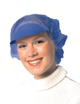 Skärmmössa / Peaked cap Nonwoven polypropen. Bekväm att ha på sig. Tillverkad av mjuk polypropenfiber med skärm i nonwoven. Hygienisk. Elastiskt hårnät som täcker håret till 100 %.