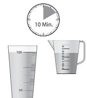 Om vattenspegeln har sjunkit, fyll på vatten upp till överkant tratt (100 mm) och kontrollera den påfyllda vattenmängden. Figur 30.