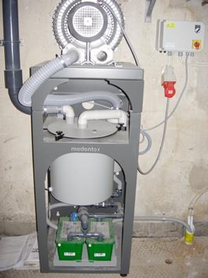 Ex på vått sugsystem med sedimenterande amalgamavskiljare Ex på torrt sugsystem med centrifugerande