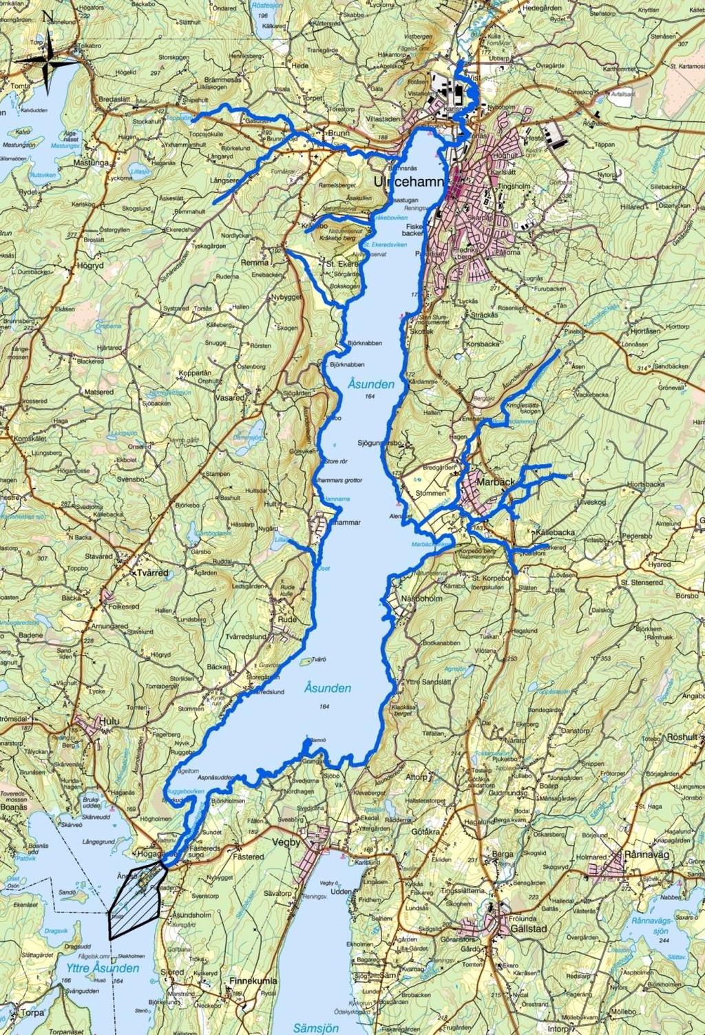 Ätran. Tillrinnande vattendrag inm de fiskeägande skifteslagens markmråden.