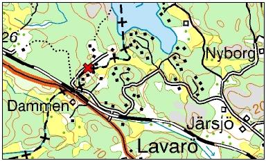 Lavaröån Spång Fritidshus Bild 7. Karta över Lavaröån samt fällornas placering. Under inventering fångades två stycken individer av flodnejonöga. De var 30 respektive 34 cm långa.