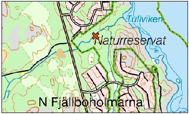 Tullviksbäcken Bild 9. Karta över Tullviksbäcken samt fällornas placering. Under inventering fångades två stycken individer av flodnejonöga. De var 26 respektive 28 cm långa.