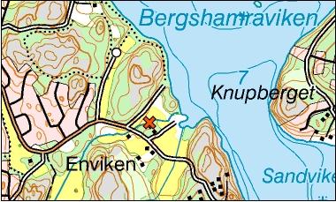 Enviksbäcken Träd Bild 16. Karta över Enviksbäcken samt fällornas placering. Under inventering fångades här inga flodnejonögon och inte heller några andra fiskarter.