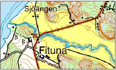 Fitunaån Bild 25. Karta över Fitunaån samt fällornas placering.
