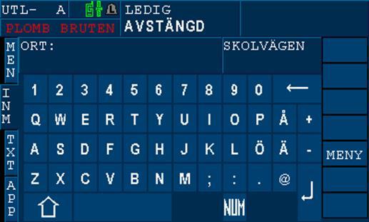Alfanumerisk inmatning Postnamn Inmatningsfält Övergång till numeriskt tangentbord Enterknapp Övergång till alfanumerisk inmatning kan bara ske då posttypen är av alfanumerisk typ.