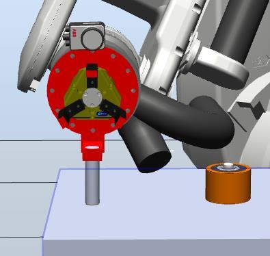 Figur 28: Elektromagneten aktiveras 8.1.4 Steg 4 Roboten rör sig till punkten ovanför där plattjärnet ska vara.