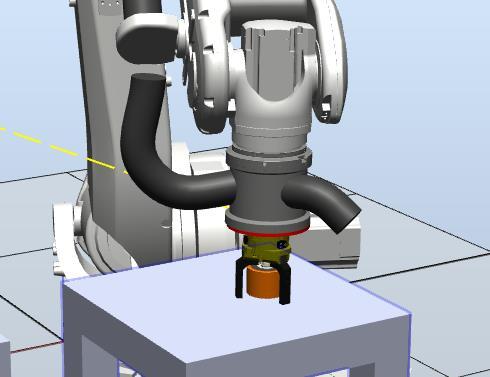 Figur 32: Roboten rör sig till sin startpunkt 8.1.7 Steg 7 Roboten rör sig till en punkt som ligger ovanför hjulet. Visionsystemet lokaliserar objektet och avståndet likt de tidigare stegen.
