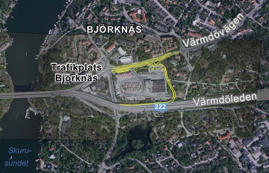 Sammanfattning Projektet Ny påfartsramp vid Björknäs ligger öster om bussdepån i Björknäs, Boo, Nacka kommun där den nya påfartsrampen ansluter från Värmdövägen till väg 222, Värmdöleden.