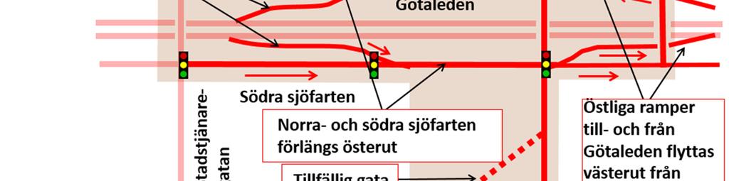 planerade förlängning söderut.