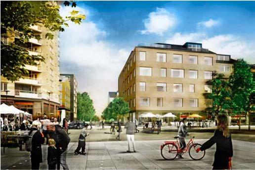 3 (13) med bostadshus med kommersiella lokaler i bottenplan och ska stå klart 2021. Hit kommer butiker i nuvarande centrum att flytta, bland annat ICA.