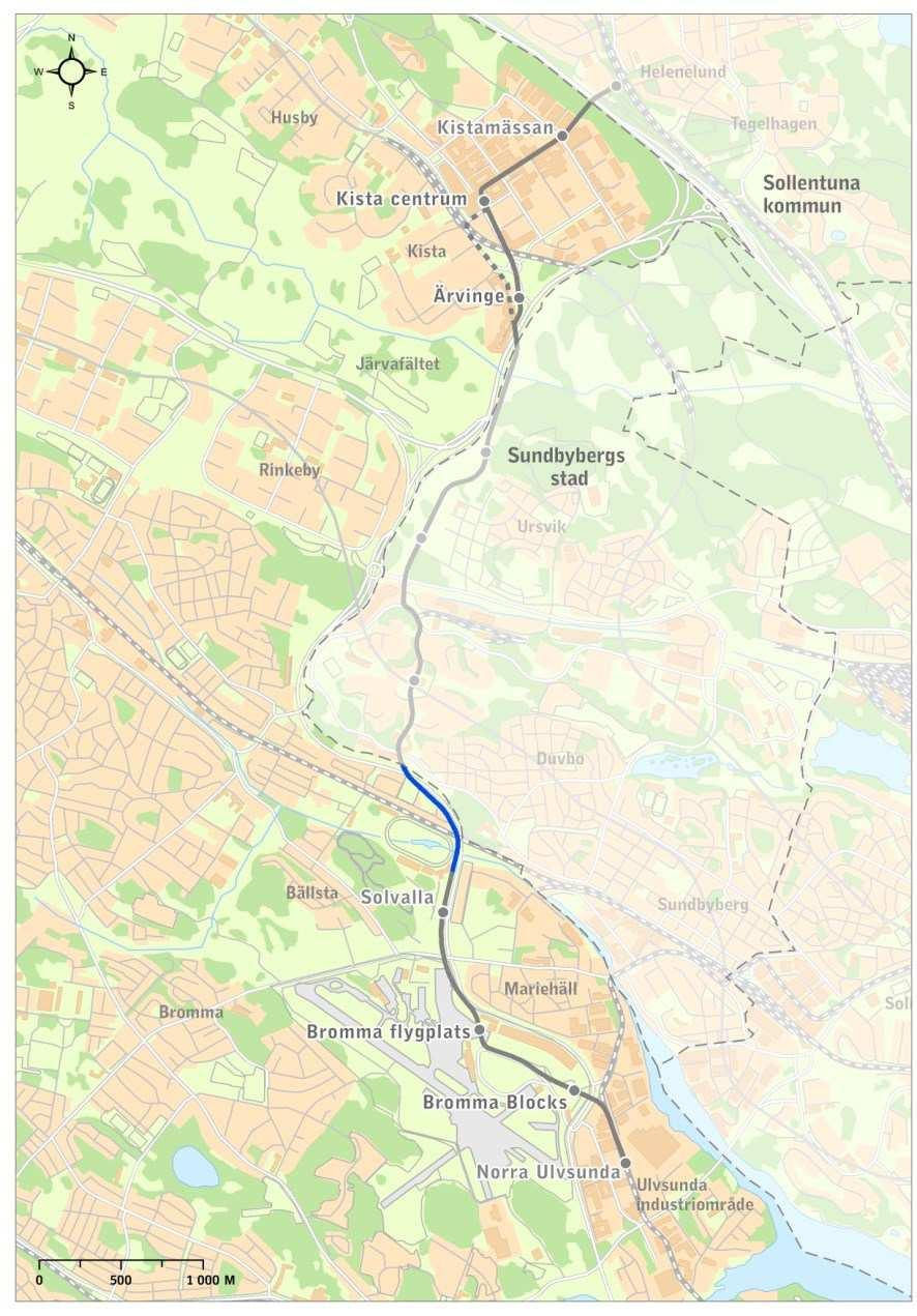 Stadsbyggnadskontoret Granskningshandling Planavdelningen Stefan Modig 2016-08-23 Telefon 08-508 27 363 Sida 1 (33) Planbeskrivning Detaljplan för Tvärbanan