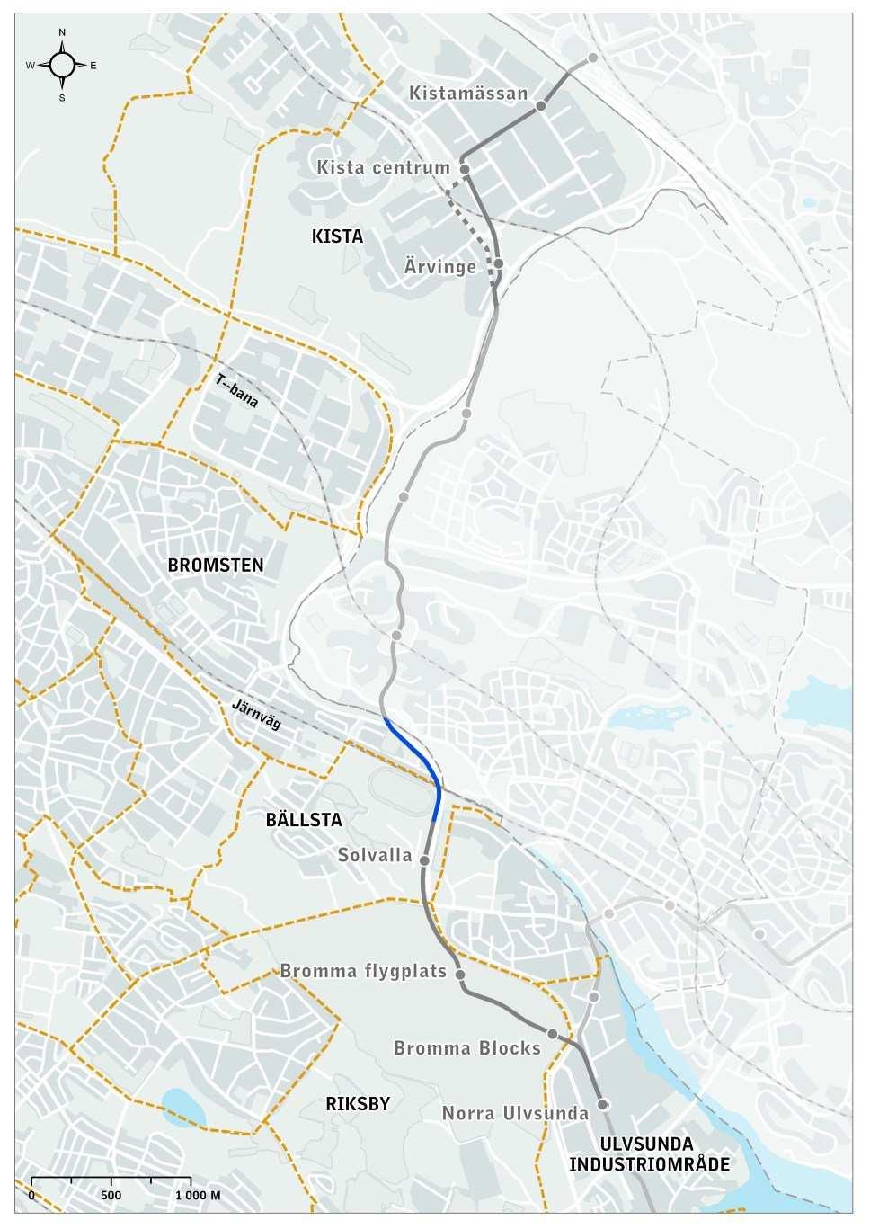 Sida 12 (33) Godkänt dokument - Monika Joelsson, Stadsbyggnadskontoret Stockholm, 2016-08-23, Illustrationen visar stadsdelarna som Kistagrenen passerar.