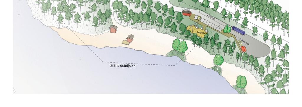 Förslaget inrymmer uppställningsytor för två lastbilar med släp, två till tre husvagnar/husbilar, tio personbilar inklusive parkeringsplats för rörelsehindrade.