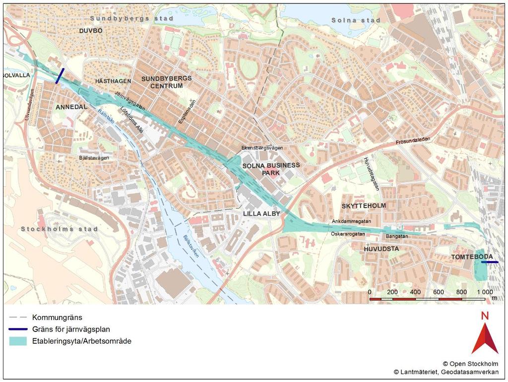 Figur 17. Svarta pilar visar föreslagna utbyggnadsinriktningar med samtidigt pågående arbete.