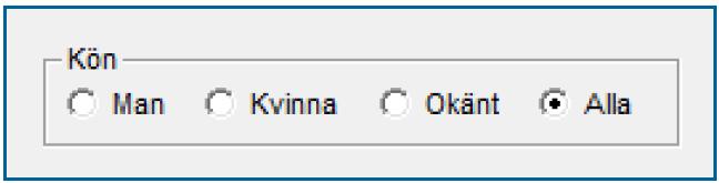 Kön Det går att göra ett urval på kön 7 (12) Välj Sök Lista