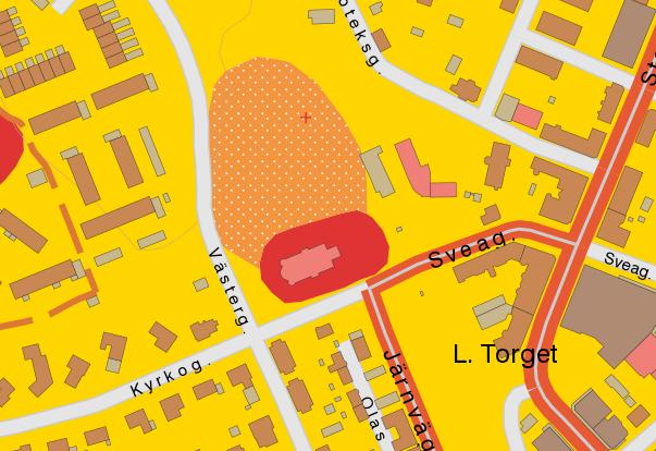 Vara 40:1, Nybyggnad Församlingshem, Vara Kommun PM Geoteknik 160829 Figur 1, utdrag ifrån SGU s jordkarta. Ungefärligt område är markerat med svart figur.