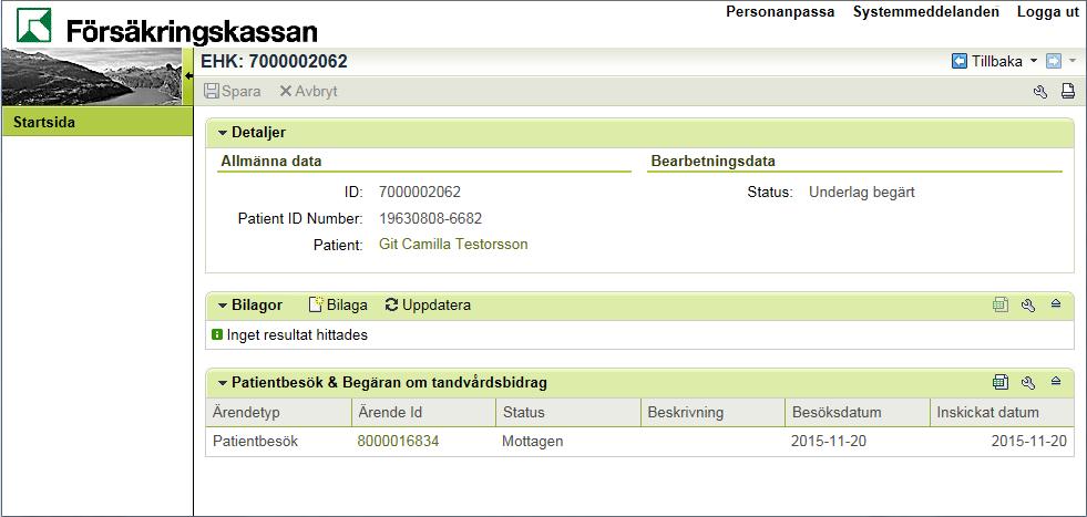 Genom att klicka på någon av kolumnerna går det att sortera ärendena i stigande eller fallande ordning. 8.