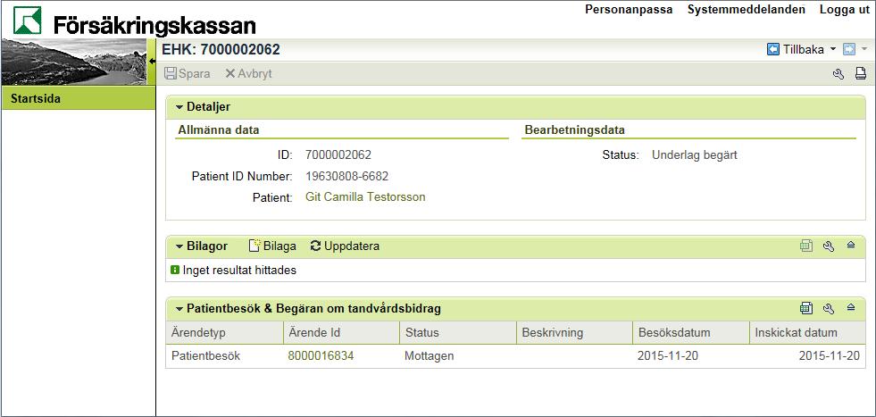 Genom att klicka på någon av kolumnerna går det att sortera ärendena i stigande eller fallande ordning. 8.