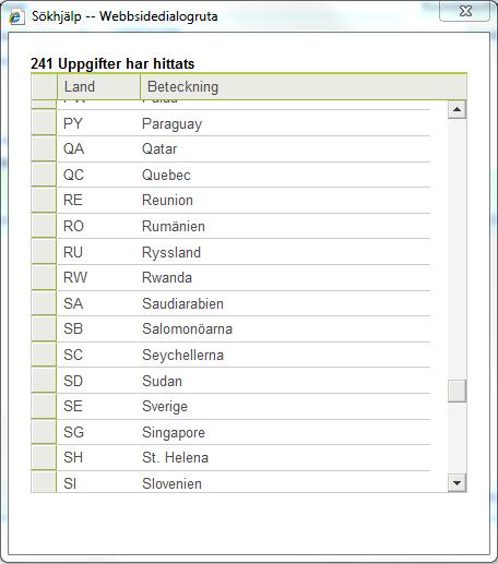 9. Sök fram Sverige med rullisten till höger i rutan.