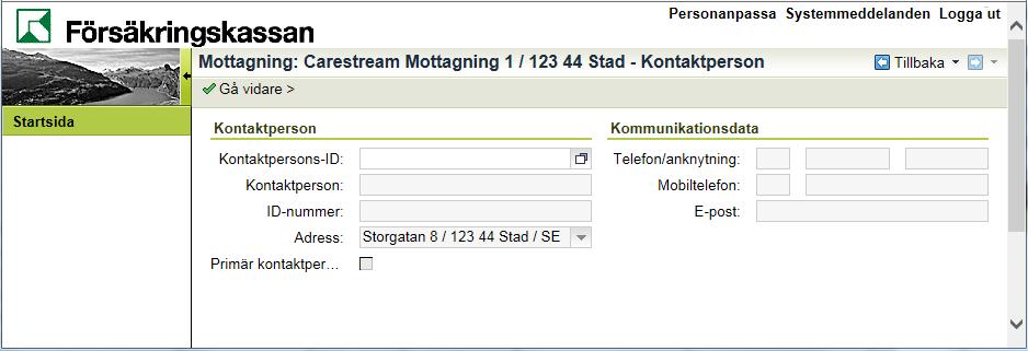 I exemplet ovan finns en kontaktperson inlagd men kontaktinformationen är inte fullständig. 2.