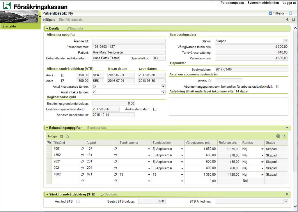 32. Markera i kryssrutan Använd STB om patienten har rätt