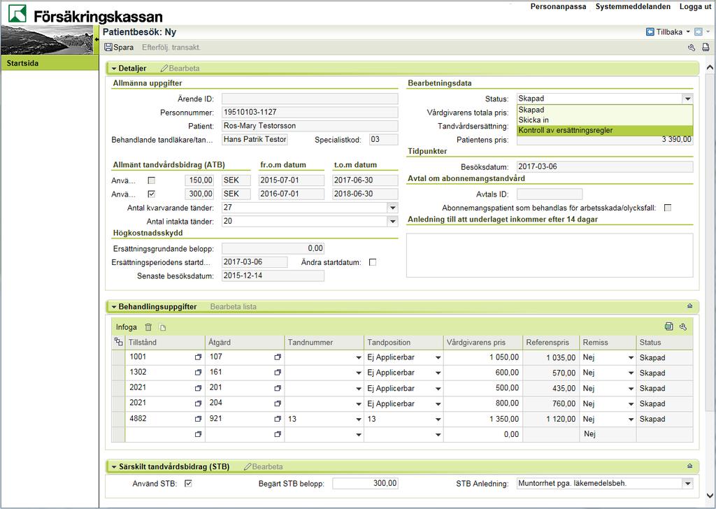 35. Nu är alla uppgifter om patientbesöket ifyllda.