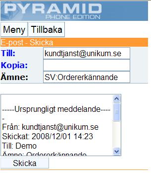 1.1.3. Svara och Vidarebefordra På samma sätt som e-postmeddelanden besvaras eller vidarebefordras via e-postprogrammet, kan du svara eller vidarebefordra via.