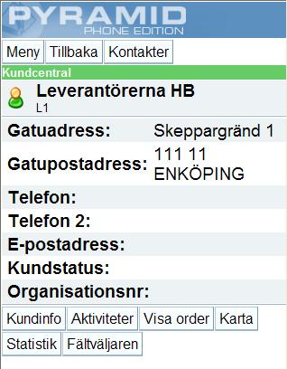 3.5.6. Öppna Kundcentralen via länken Företag i bokningen Via länken Företag på bokningen, öppnas Kundcentralen, enligt nedanstående bild.