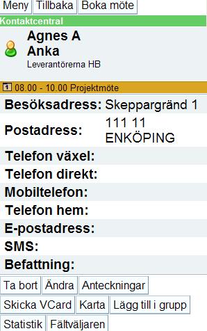 Läs mer i avsnittet om Kundcentralen. Kundcentralen innehåller kommandot Kontakter, som visar vilken kontakt som är knuten till företaget.