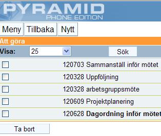 4.1.1. Kommandon för fler funktioner TA BORT FLERA Klicka på detta kommando för att ta bort flera Att göra aktiviteter samtidigt. 4.1.2.