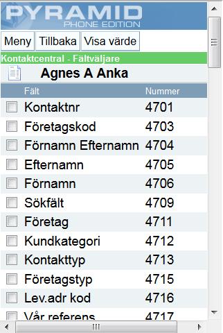 Behörighet för om användaren ska komma åt fältväljaren anges i rutin 874 Behörigheter, via fliken Funktioner och valet Mobile Office.