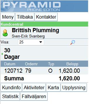 Notera att nyregistrering av aktiviteter måste göras via Pyramid, rutin 612 Aktiviteter. Det är inte möjligt att nyregistrera aktiviteter via Phone Edition.