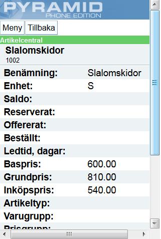 12.1. Öppna en artikel i Artikelcentralen Klicka på en av länkarna i sökresultatet i huvuddialogen för att se mer information om artikeln.