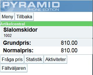 STATISTIK Försäljningsstatistik i antal och grafisk presentation för de senaste tio åren. Systemet tar fram aktuella priser från Pyramids prissystem med hänsyn till vald artikel.