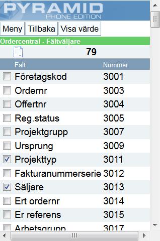 14.1.4. Fältväljaren Öppna fältväljaren för att välja fram och lägga till andra datafält