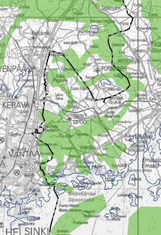 2.3. Naturmiljö Allmänt Specialobjekt i jord- och berggrunden Enligt den riksomfattande inventeringen av bergsområden finns det inte i Sibbo bergsområden som klassificeras som speciellt värdefulla