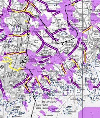 Det ekologiska nätverket Sibbo storskog och Natura-områdena bildar en helhet som utgör ett ekologiskt kärnområde på landskapsnivå. Områdena förenas av ekologiska korridorer (bild). B ild 2.
