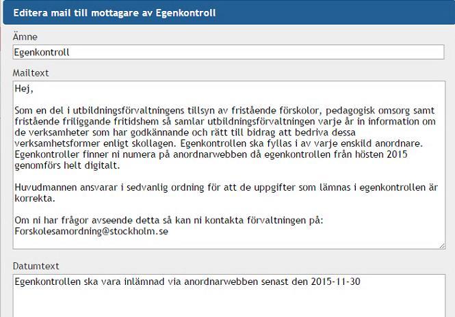 Dessutom har ett mejl om Egenkontroll